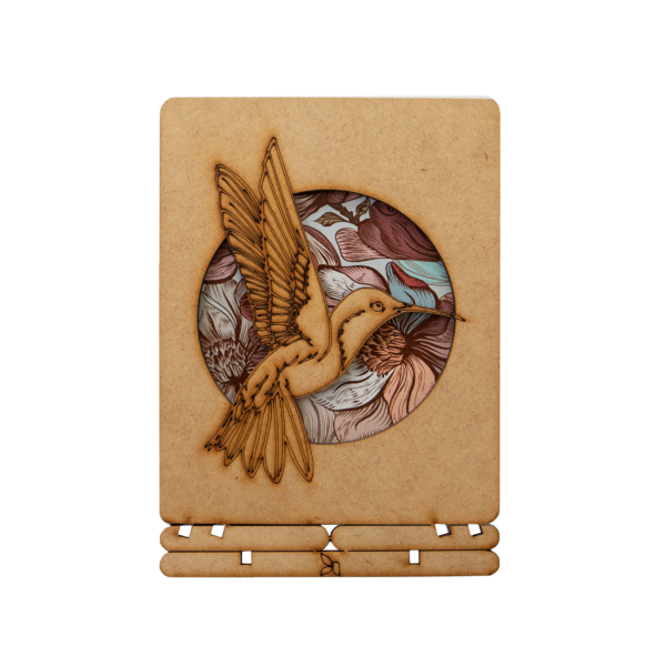 "Hummingbird Bloom" Wooden Postcard - Standing 3D Eco Greeting