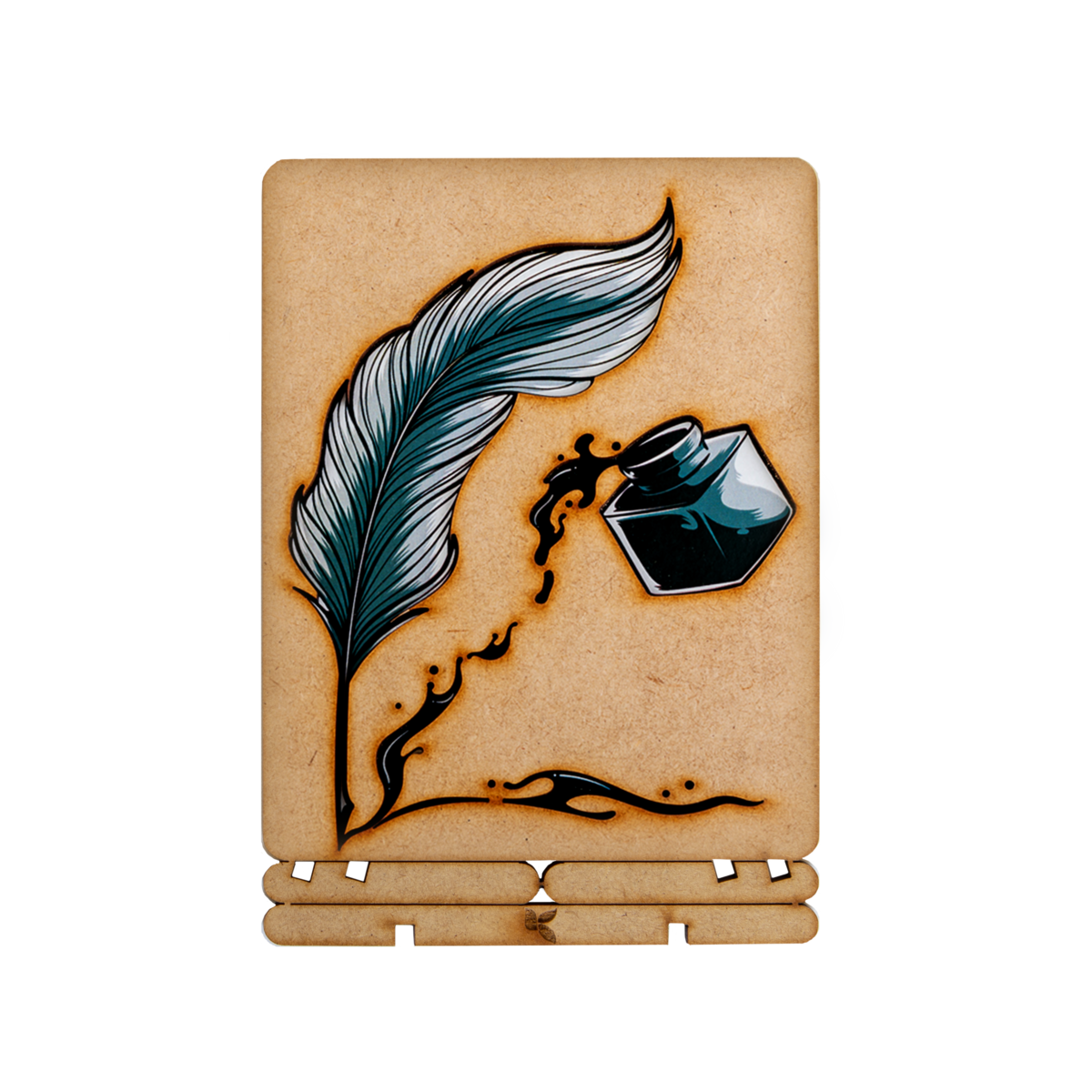 "Ink & Quill" Wooden Postcard - Standing 3D Eco Greeting