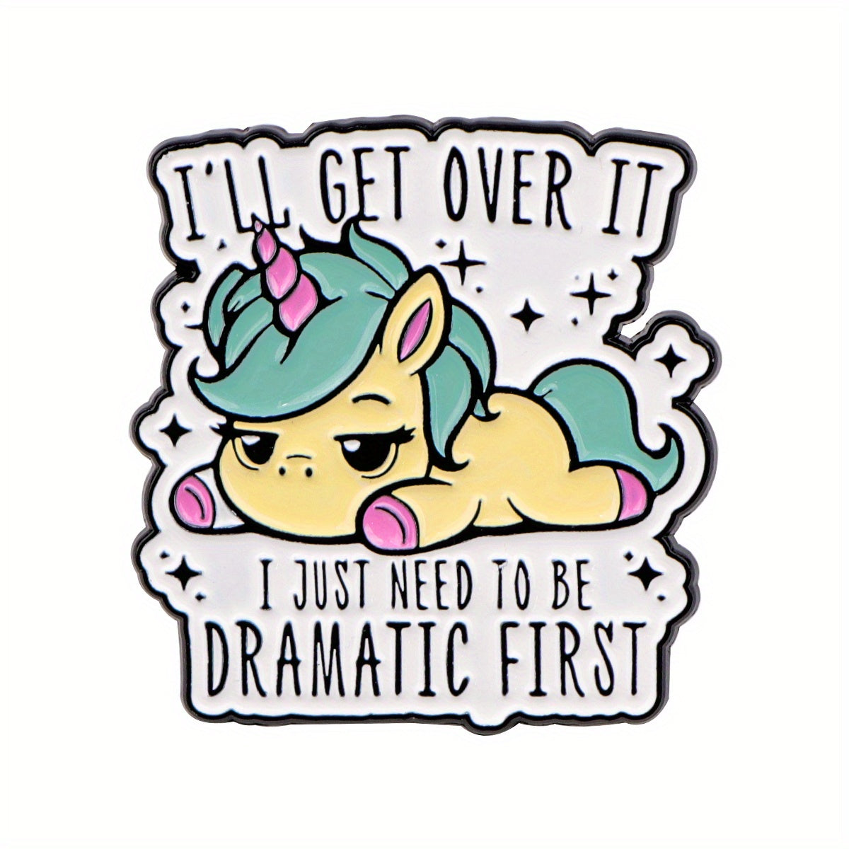 Dramatic Unicorn Enamel Pin – Theatrical Flair Metal Badge
