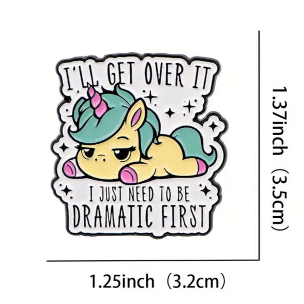 Dramatic Unicorn Enamel Pin – Theatrical Flair Metal Badge