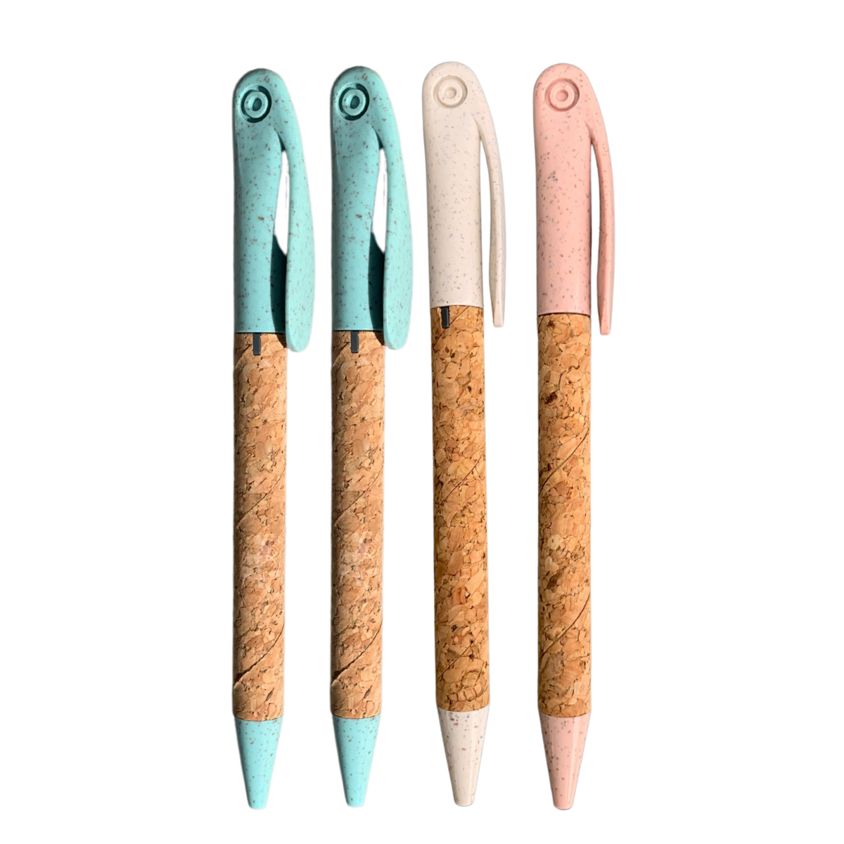 Eco-Friendly Cork & Wheatgrass Fiber Pens – Set of 8 Sustainable Ballpoint Pens, Assorted Colors