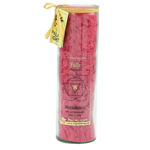 Muladhara Chakra Candle – Long Burning Spiritual Glass Candle, Red, 20cm