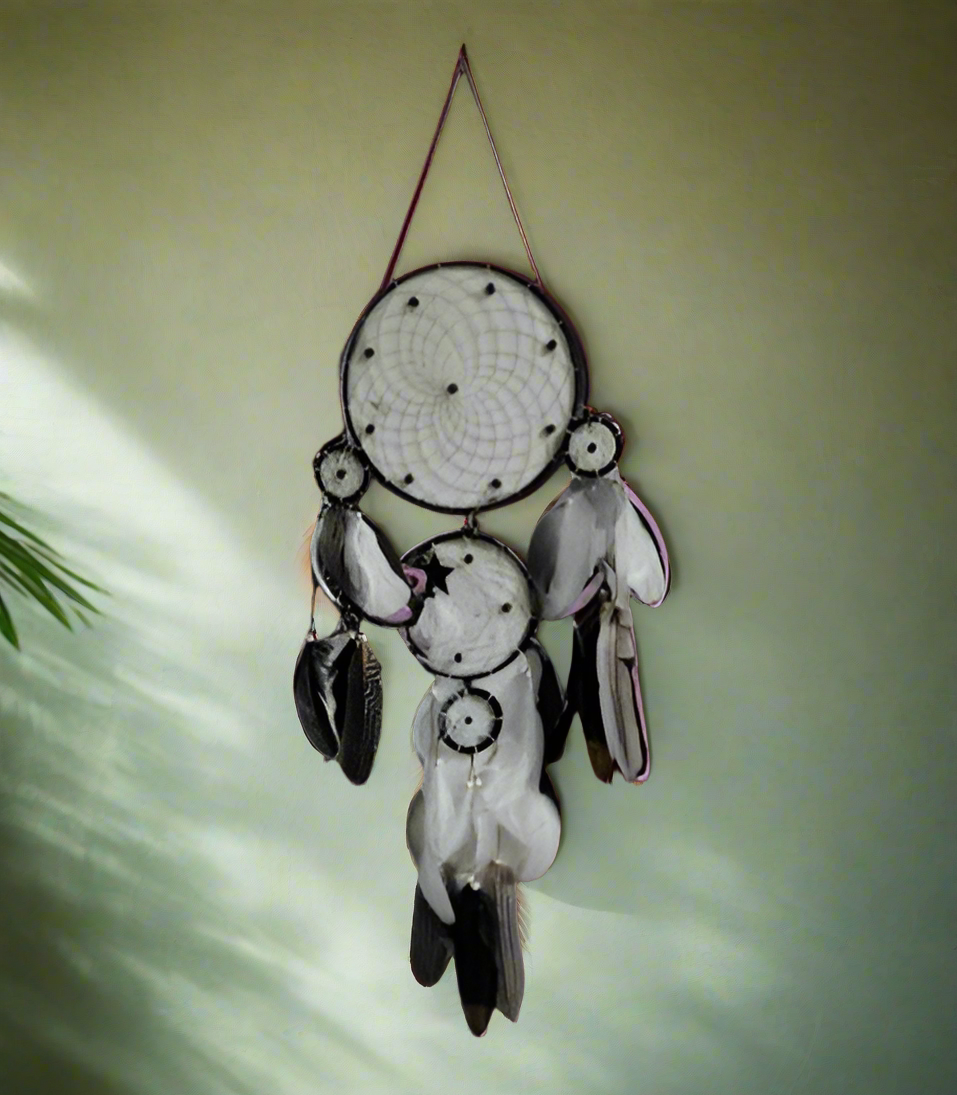 Nocturne Black Moon Dreamcatcher - Boho Talisman for Protection & Mystery, 80 cm, curated by World of Red Raven