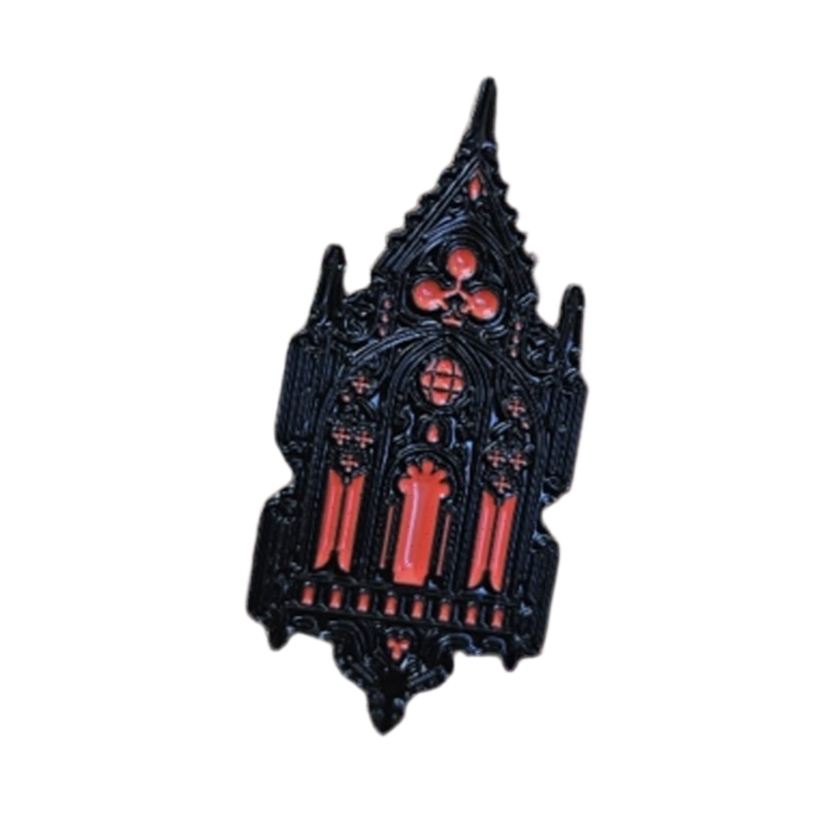 Gothic Cathedral Enamel Pin – Sacred Structure Metal Badge
