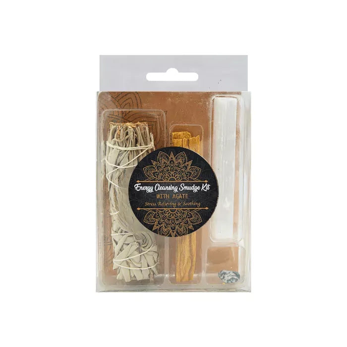 Energy Cleansing Smudge Kit with Agate – Ritual of Grounding & Strength