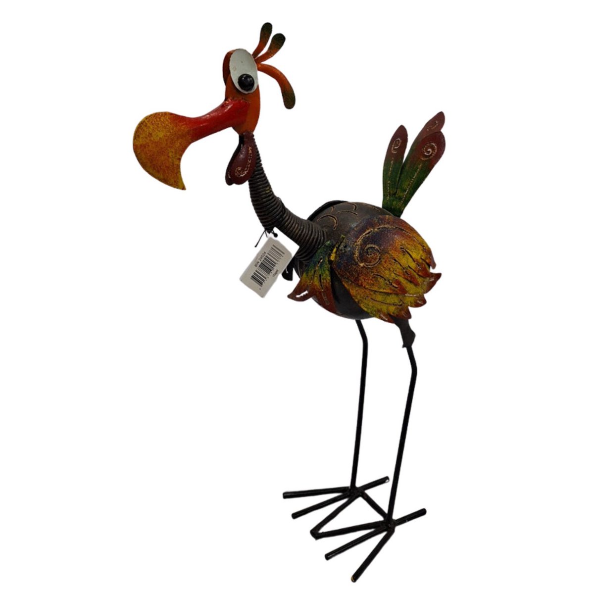 Vibrant Garden Bird Sculpture – Hand-Painted Metal Outdoor Decor (33x16x58 cm)