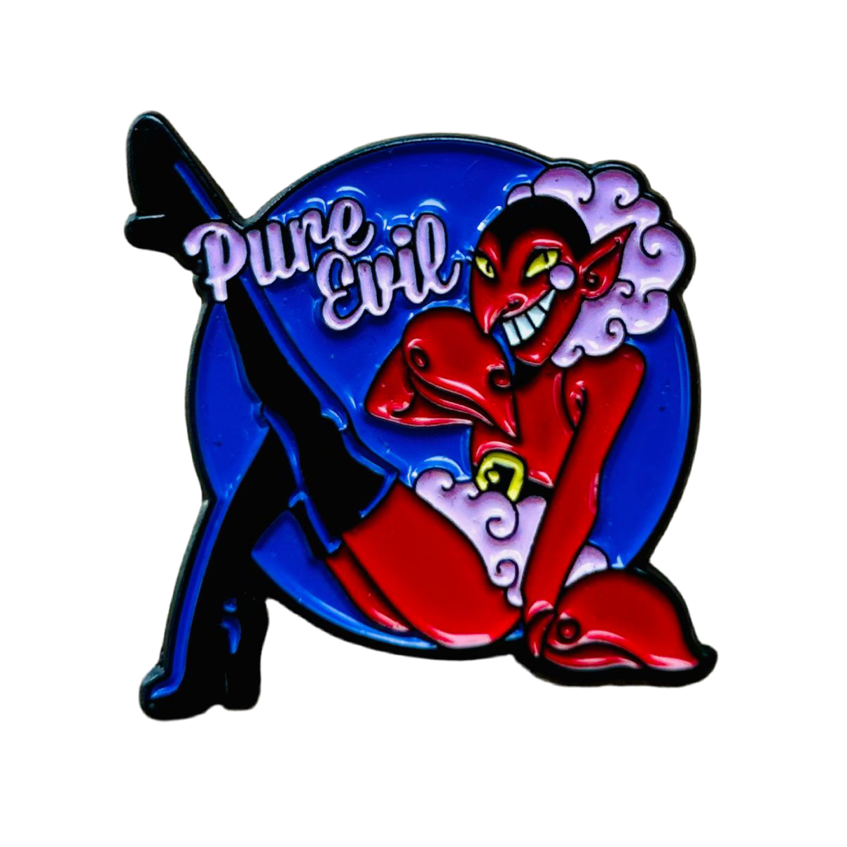Pure Evil Enamel Pin – Temptation in Red Metal Badge