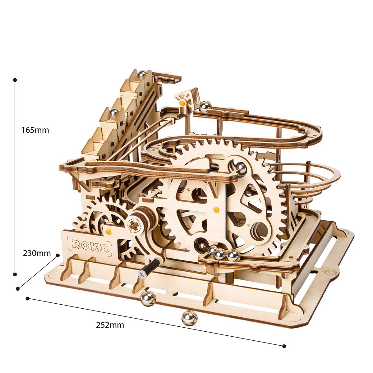 Classic Whirl DIY Wooden Marble Run Kit – Gravity's Quiet Spell, 233 Pieces by Robotime