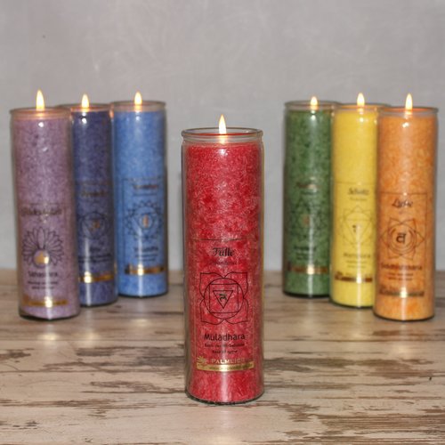 Muladhara Chakra Candle – Long Burning Spiritual Glass Candle, Red, 20cm