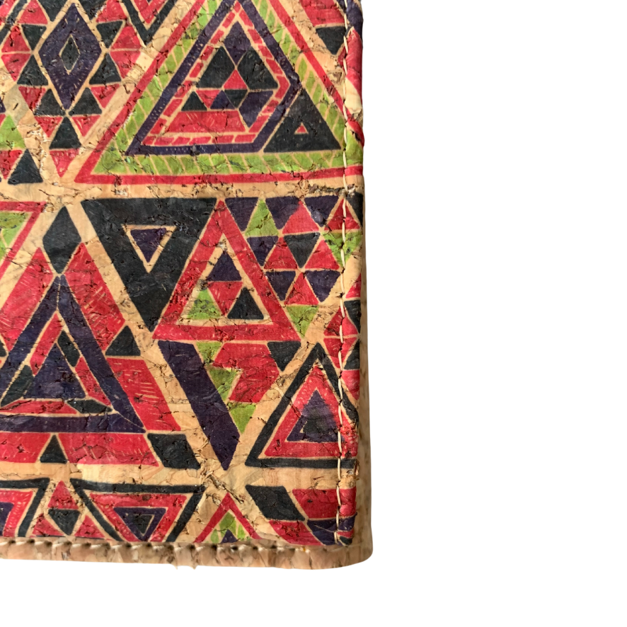 Tribal Geometry Cork Phone Bag – Earthy Patterned Essentials Pouch