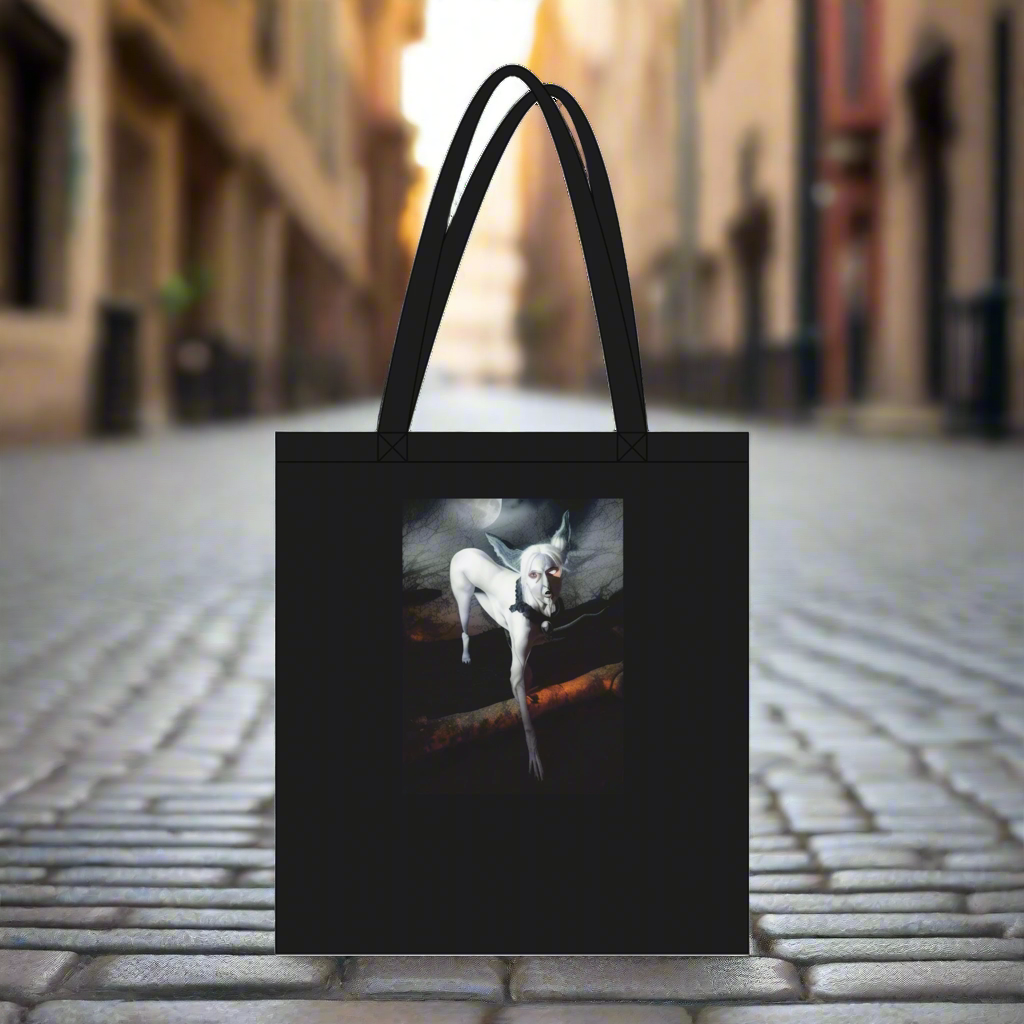 Demon Dog Eco-Cotton Tote – Eerie Companion for Fearless Renegades, 10 L / in 2 colors