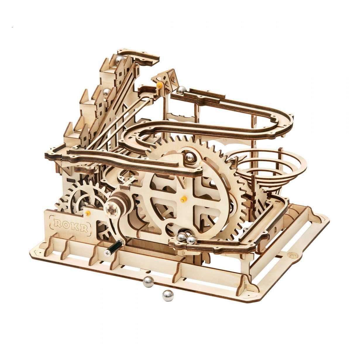 Classic Whirl DIY Wooden Marble Run Kit – Gravity's Quiet Spell, 233 Pieces by Robotime
