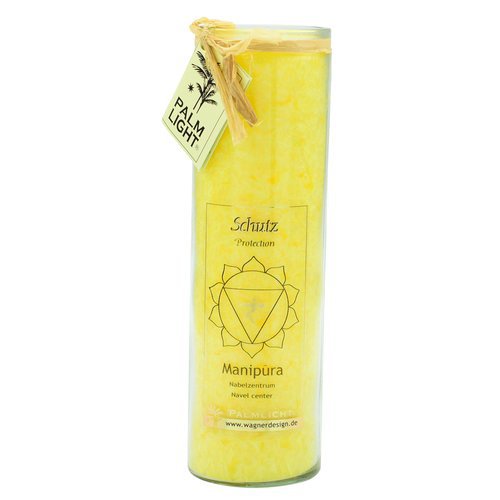 Manipura Chakra Candle – Long Burning Spiritual Glass Candle, Yellow, 20cm