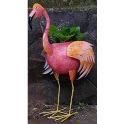 Flamingo Flower Planter – Colorful Metal Garden Decor