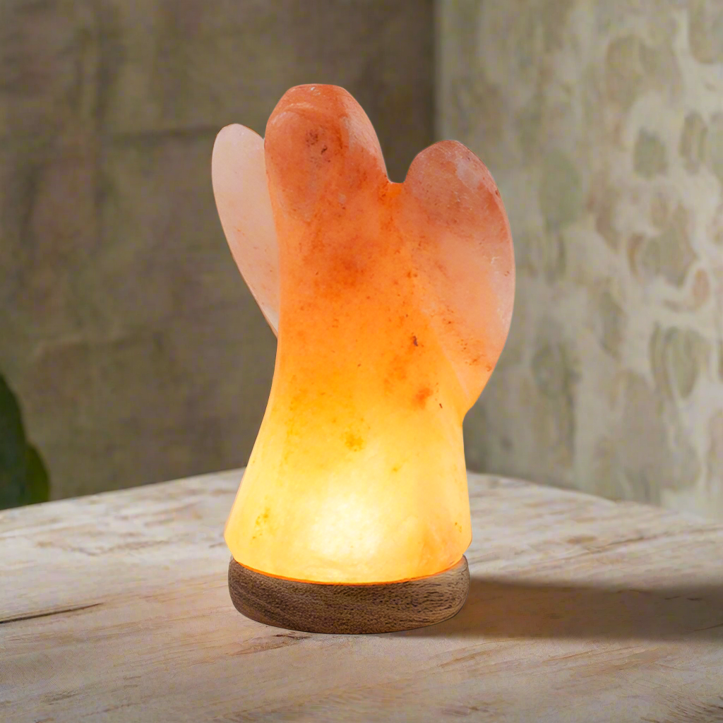 Celestial Glow Salt Lamp – Crystal Angel Light for Sacred Stillness, 13 cm