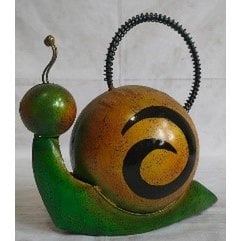 Whimsical Snail Watering Can – Hand-Painted Metal Garden Accessory