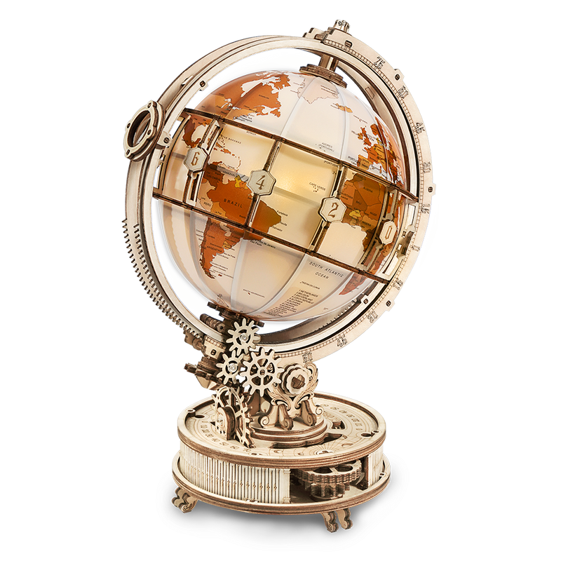 Luminous World DIY Wooden Globe Kit - Mechanical Sphere of Light, 180 pieces by Robotime