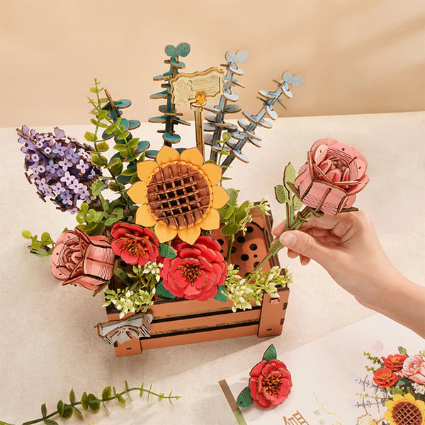 Bloom Box DIY Wooden Flower Kit – Forever Vibrant Floral Crate, 658 Pieces by Robotime