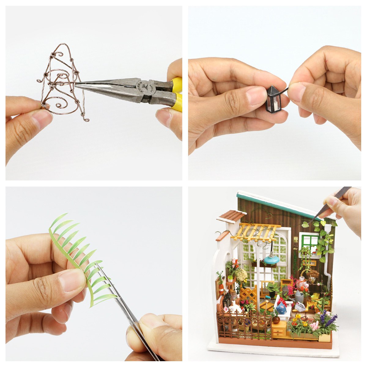 Miniatuurmodel "Miller's Garden House" - DIY-bloempot met ledverlichting (231 stuks)