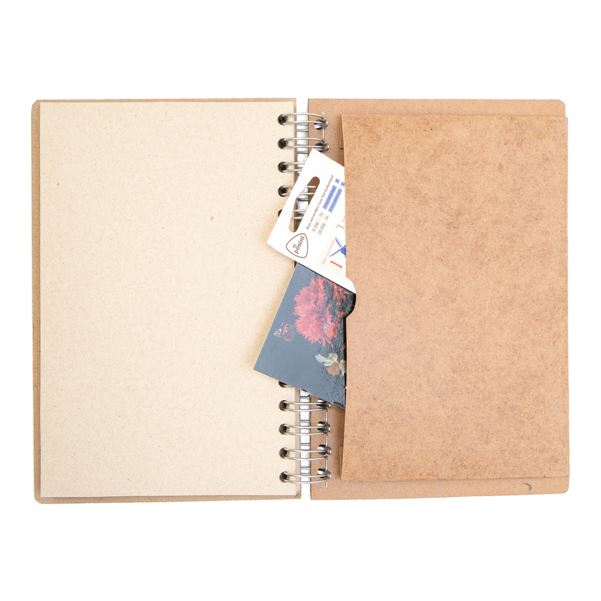 "Red Heart" houten en gerecycled papieren notitieboek - duurzaam notitie- en schetsboek, navulbaar