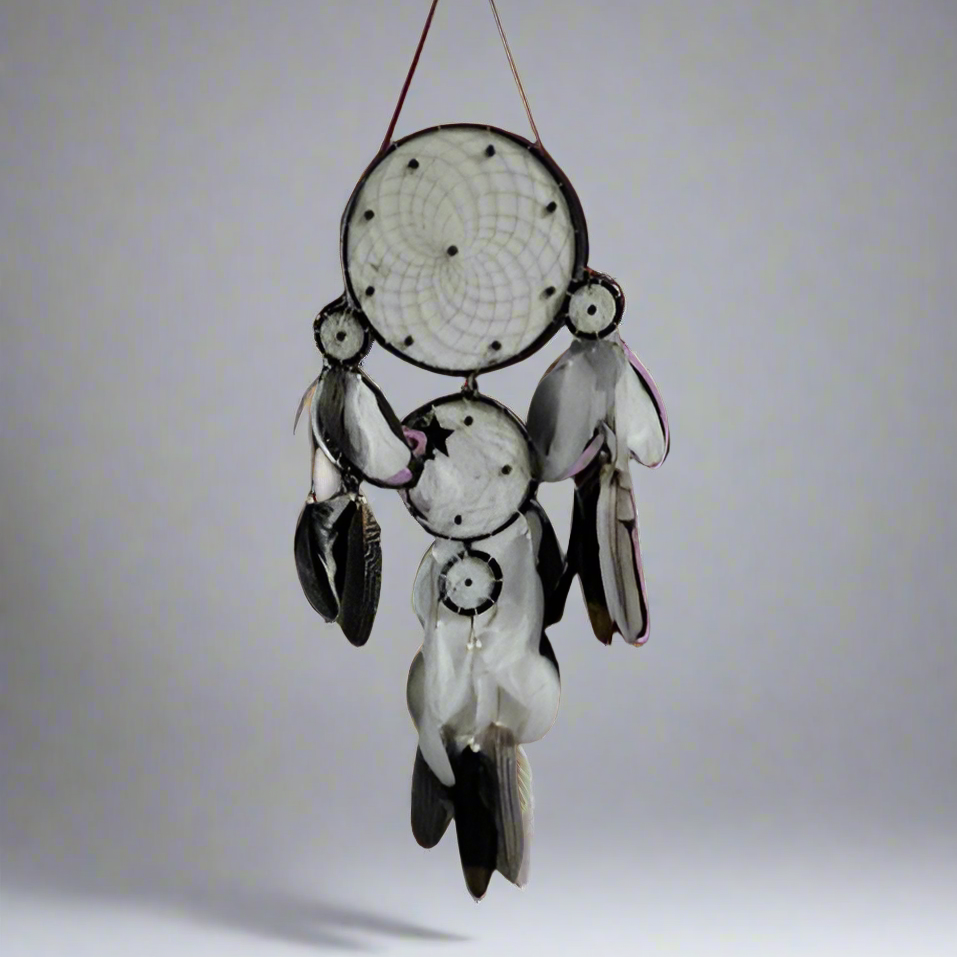 Nocturne Black Moon Dreamcatcher - Boho Talisman for Protection & Mystery, 80 cm
