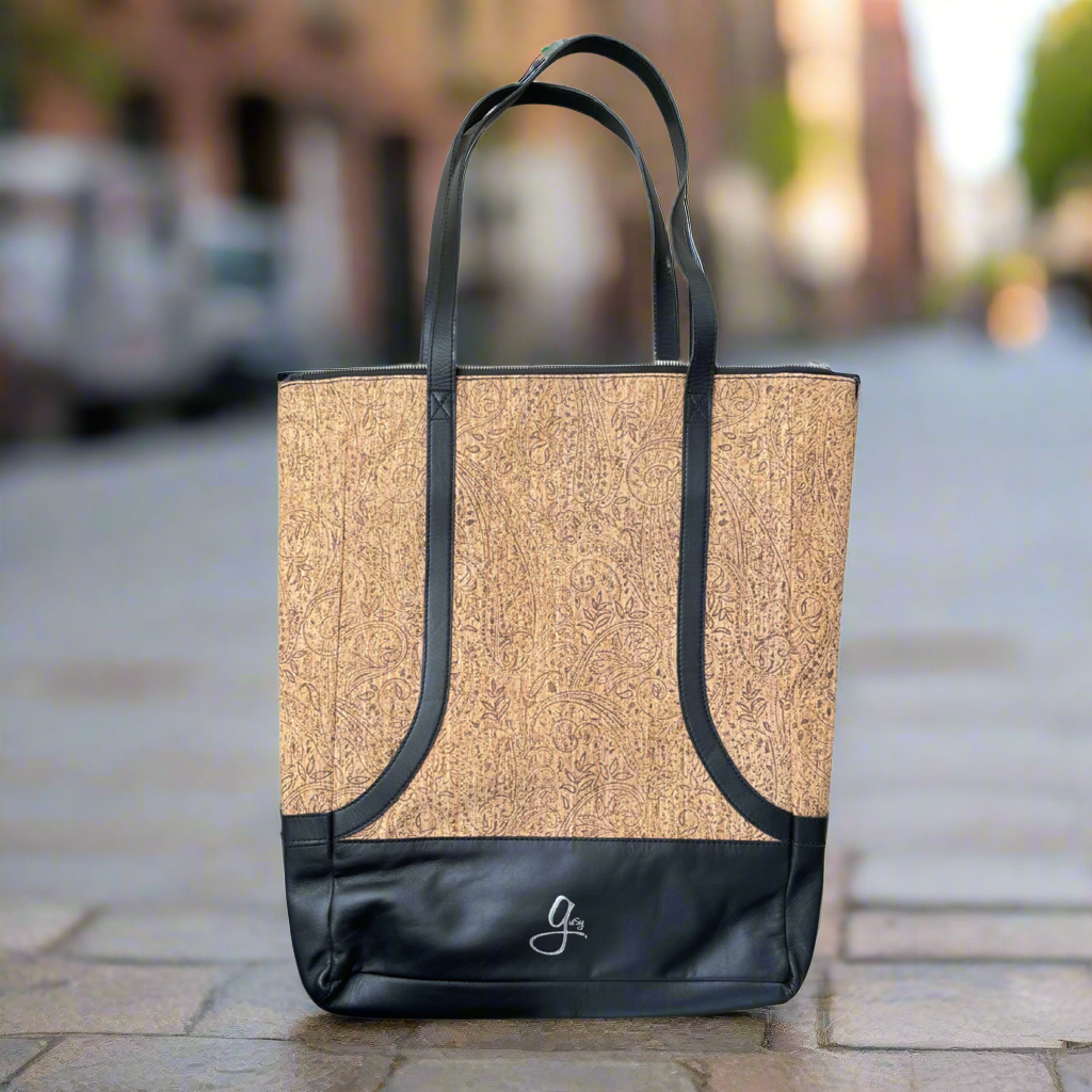 Eco-Chic Cork & Leather XL Bag – Sustainable Statement Tote