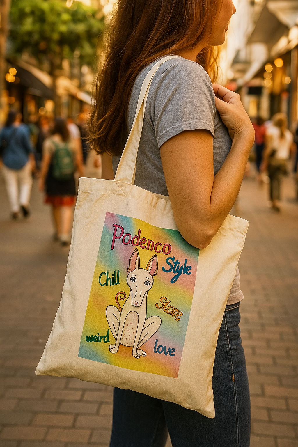 Podenco Spirit Eco-Cotton Tote – Intentional Art for Rescue Supporters, 10 L / in 2 colors