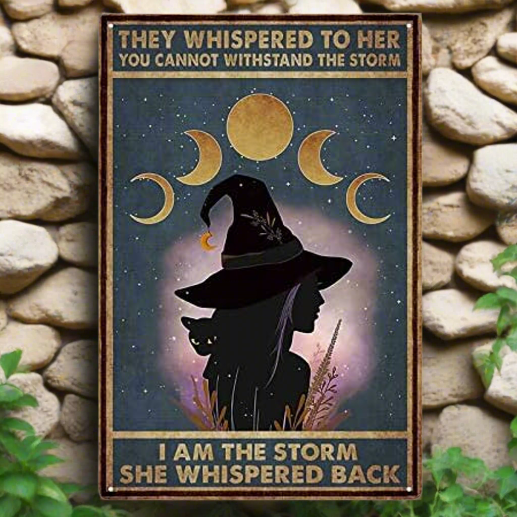 Storm Witch Metal Sign – Resilient Magic Wall Art, 20×30 cm