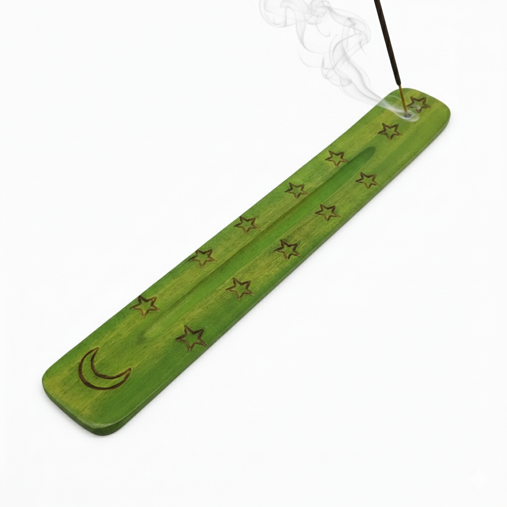 Moon & Stars Wooden Incense Holder – Carrier of Guidance & Intuition, 25 cm
