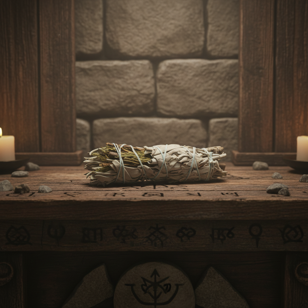 White Sage & Cedar Smudge Stick – Smoke of Protection & Grounding, 10 cm