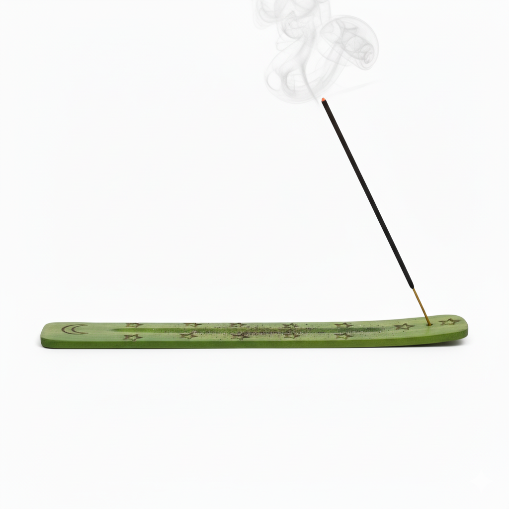 Moon & Stars Wooden Incense Holder – Carrier of Guidance & Intuition, 25 cm