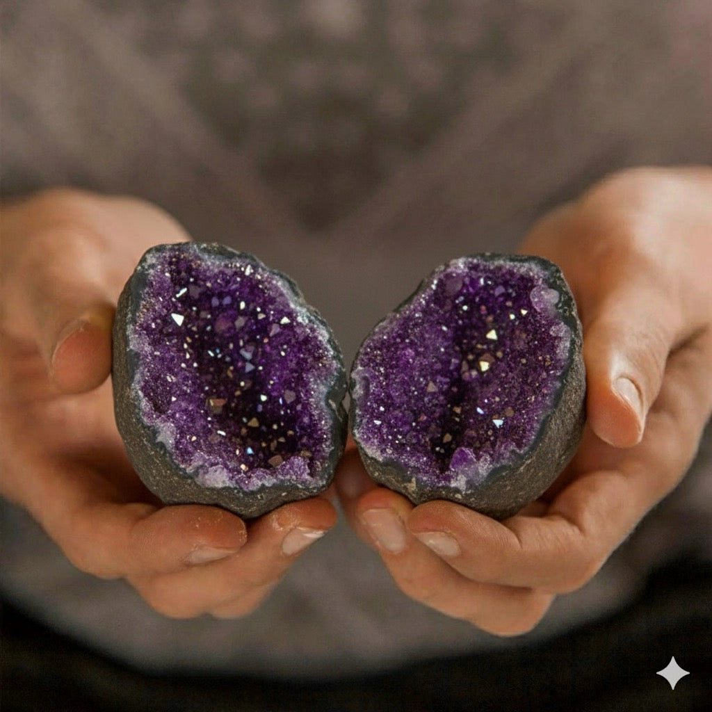 Purple Quartz Crystal Geode – Stone of Inner Clarity, ~9 × 8 cm by ANAS