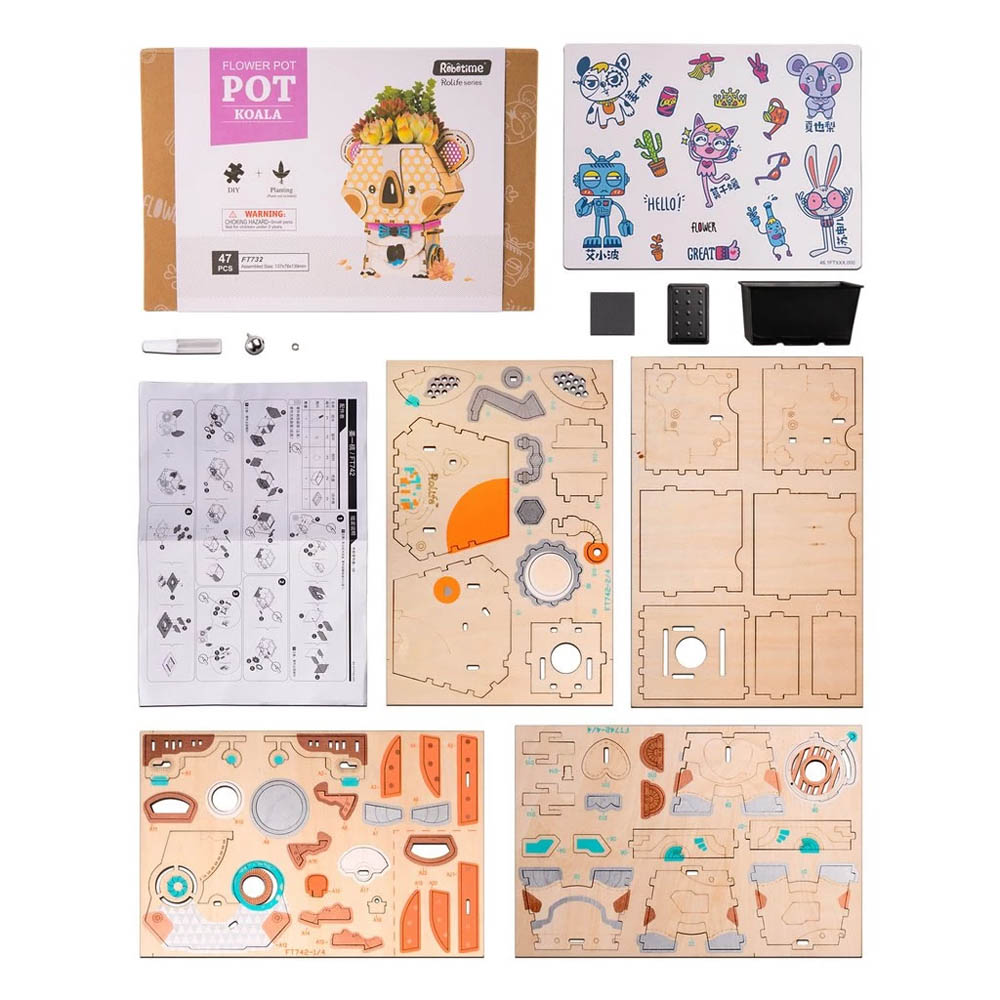 Canopy Spirit DIY Planter – Playful Koala Succulent Pot, 47 Pieces by Robotime