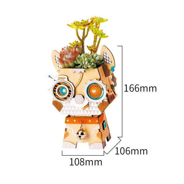 Woodland Guardian DIY Planter – Charming Puppy Succulent Pot, 58 Pieces by Robotime