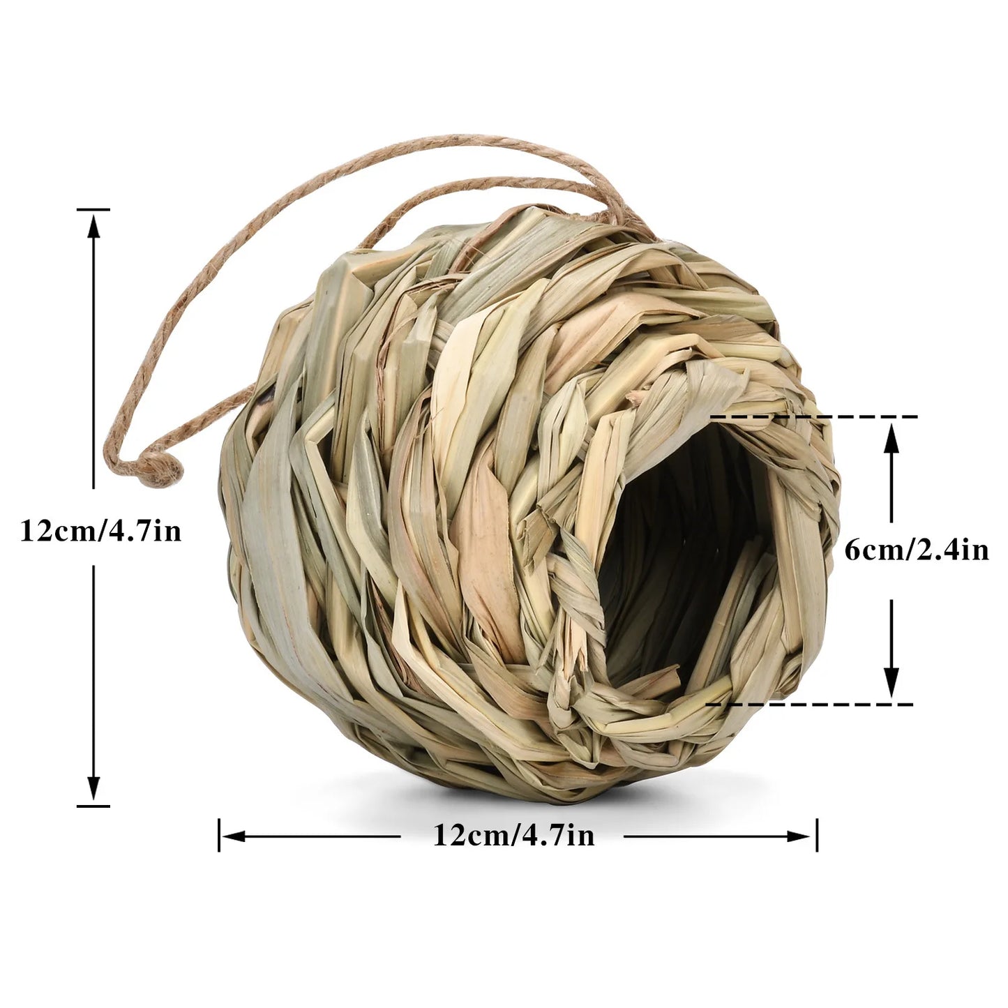 Palm Shelter Natural Birdhouse – Wild Simplicity in a Woven Shell, Ø12×12 cm