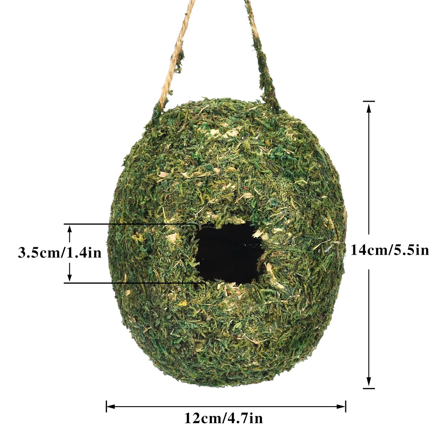 Moss Veil Natural Birdhouse – Woodland Camouflage for Tiny Guests, Ø12×14 cm