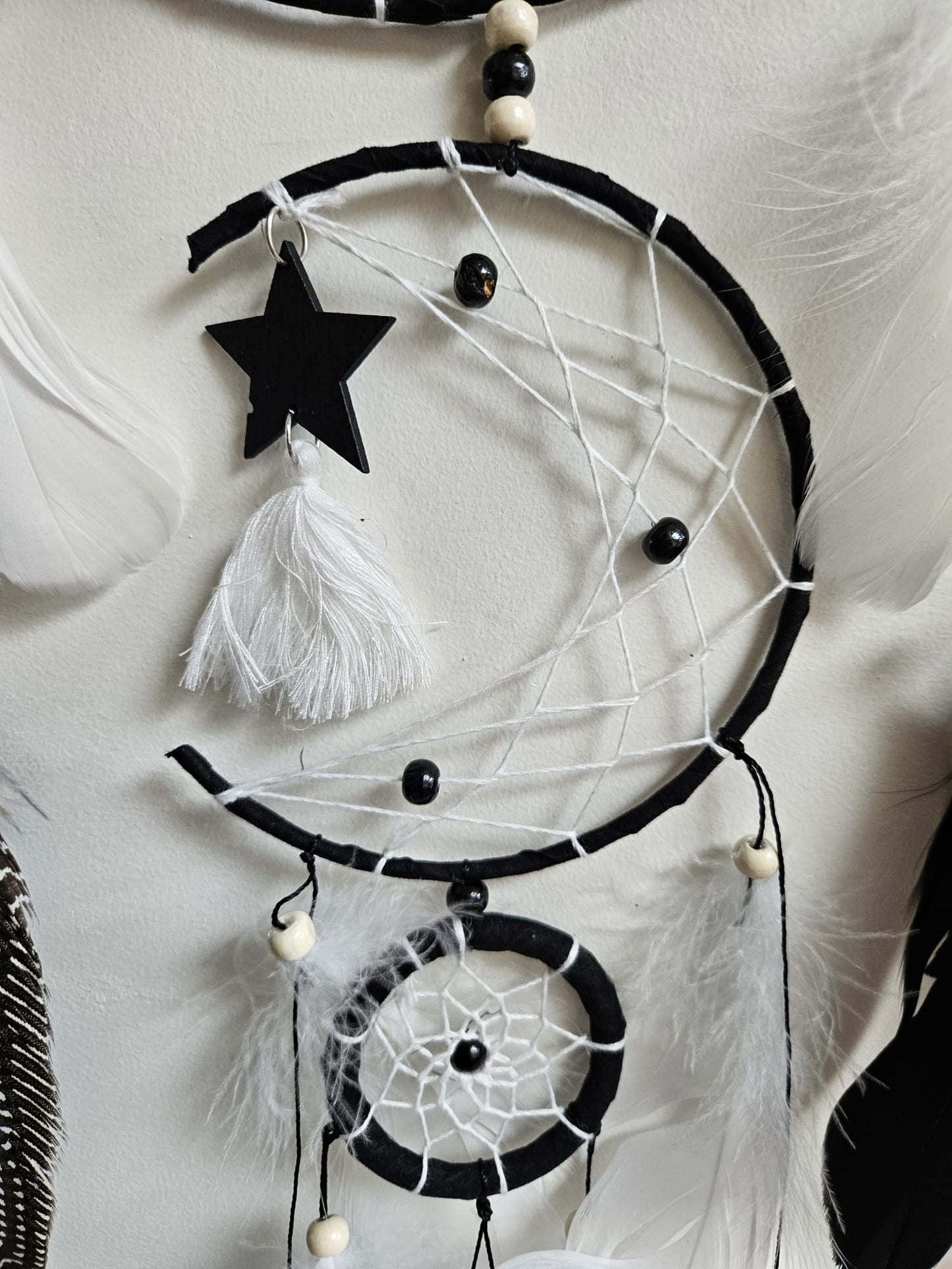 Nocturne Black Moon Dreamcatcher - Boho Talisman for Protection & Mystery, 80 cm, curated by World of Red Raven
