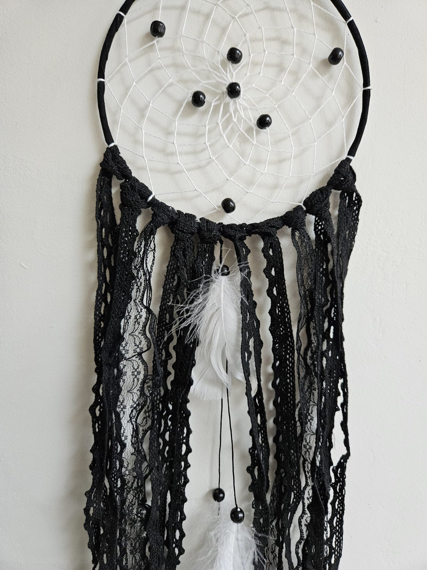 Nocturne Obsidian Threat Dreamcatcher - Boho Talisman for Strength & Clarity, 60 cm, curated by World of Red Raven