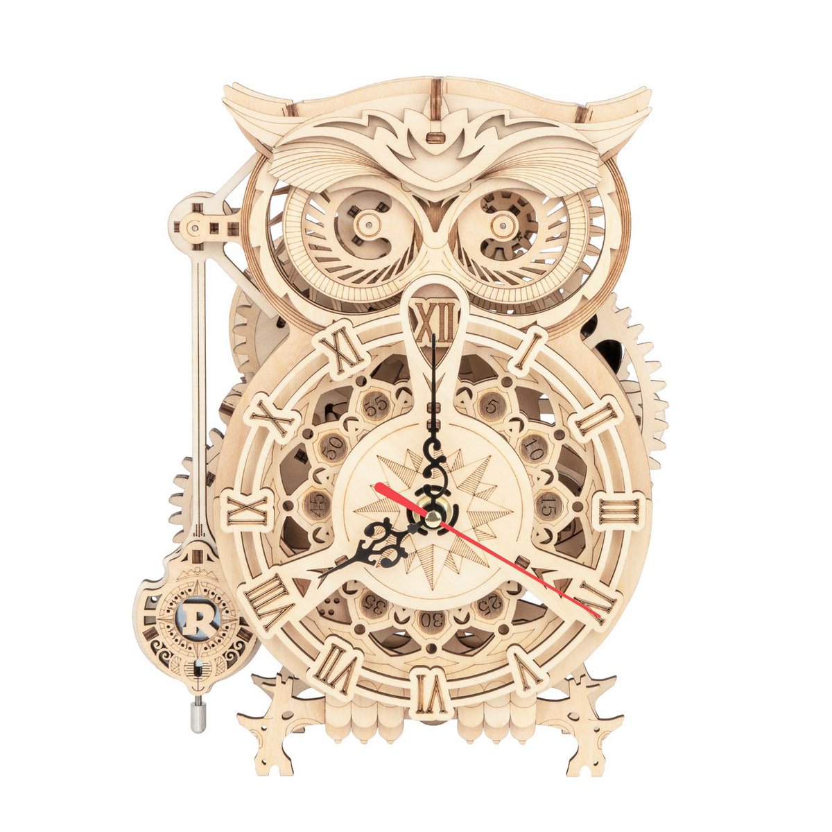 Guardian Owl DIY Wooden Wall Clock Kit – Featured Timekeeper, 161 Pieces by Robotime