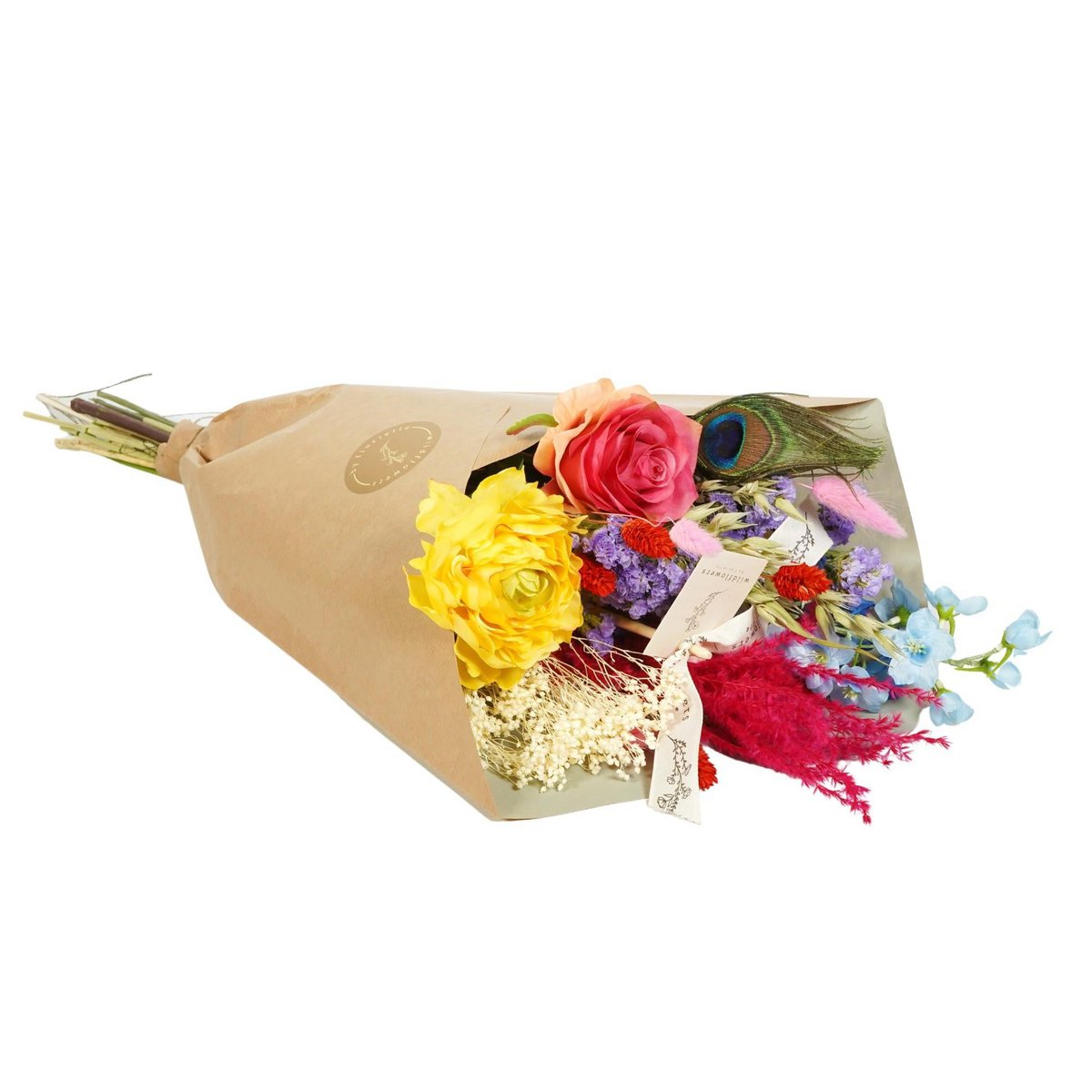 Sunlit Fields Dried Bouquet – Silk Celebration of Colors, Ø30×55 cm