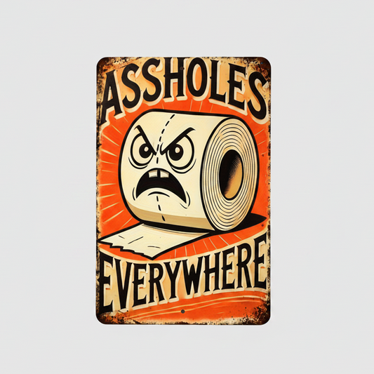 Assholes Everywhere Wooden Sign – Rude Restroom Wall Art, 15×20 cm