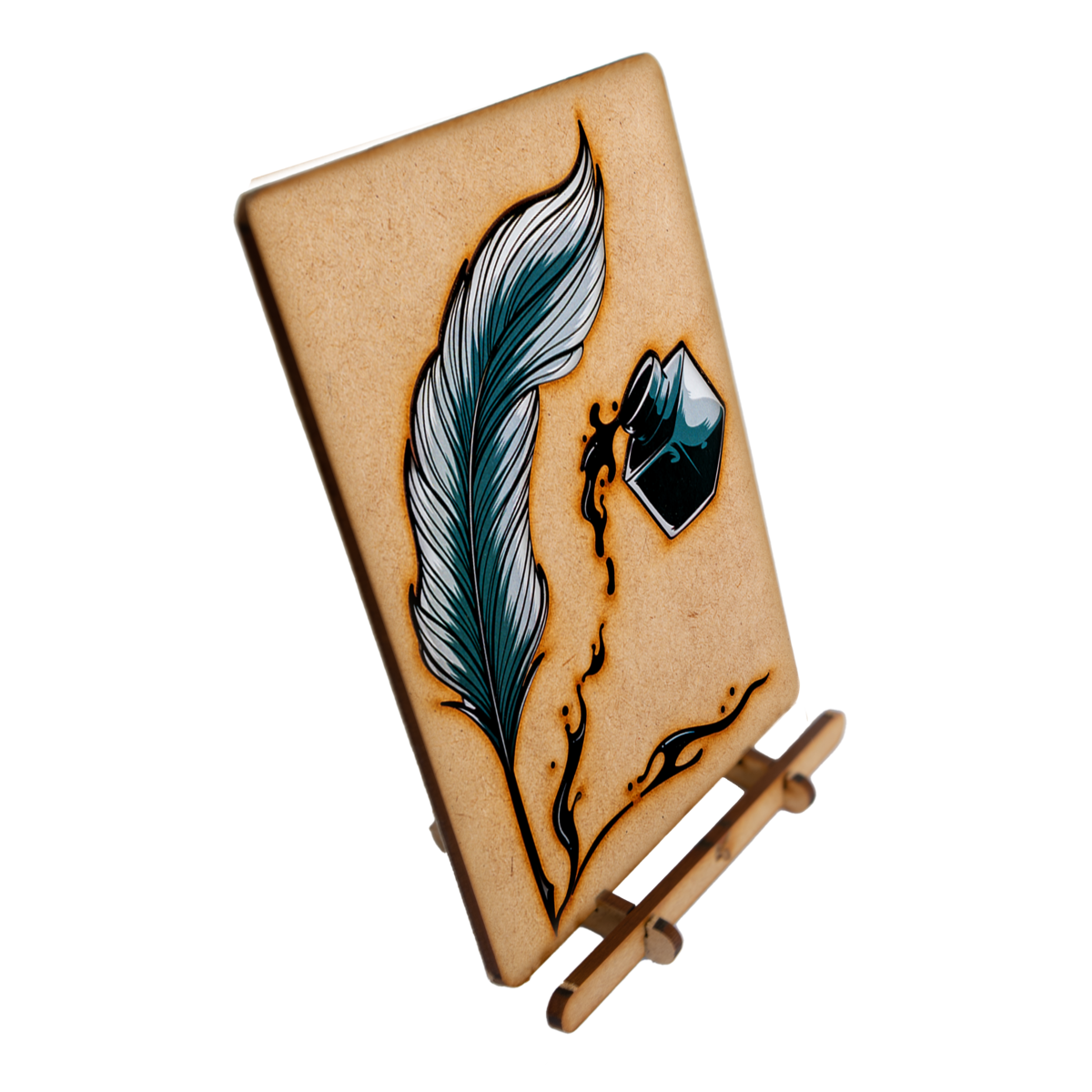 "Ink & Quill" Wooden Postcard - Standing 3D Eco Greeting