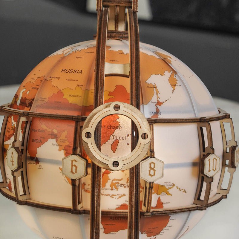 Luminous World DIY Wooden Globe Kit - Mechanical Sphere of Light, 180 pieces by Robotime