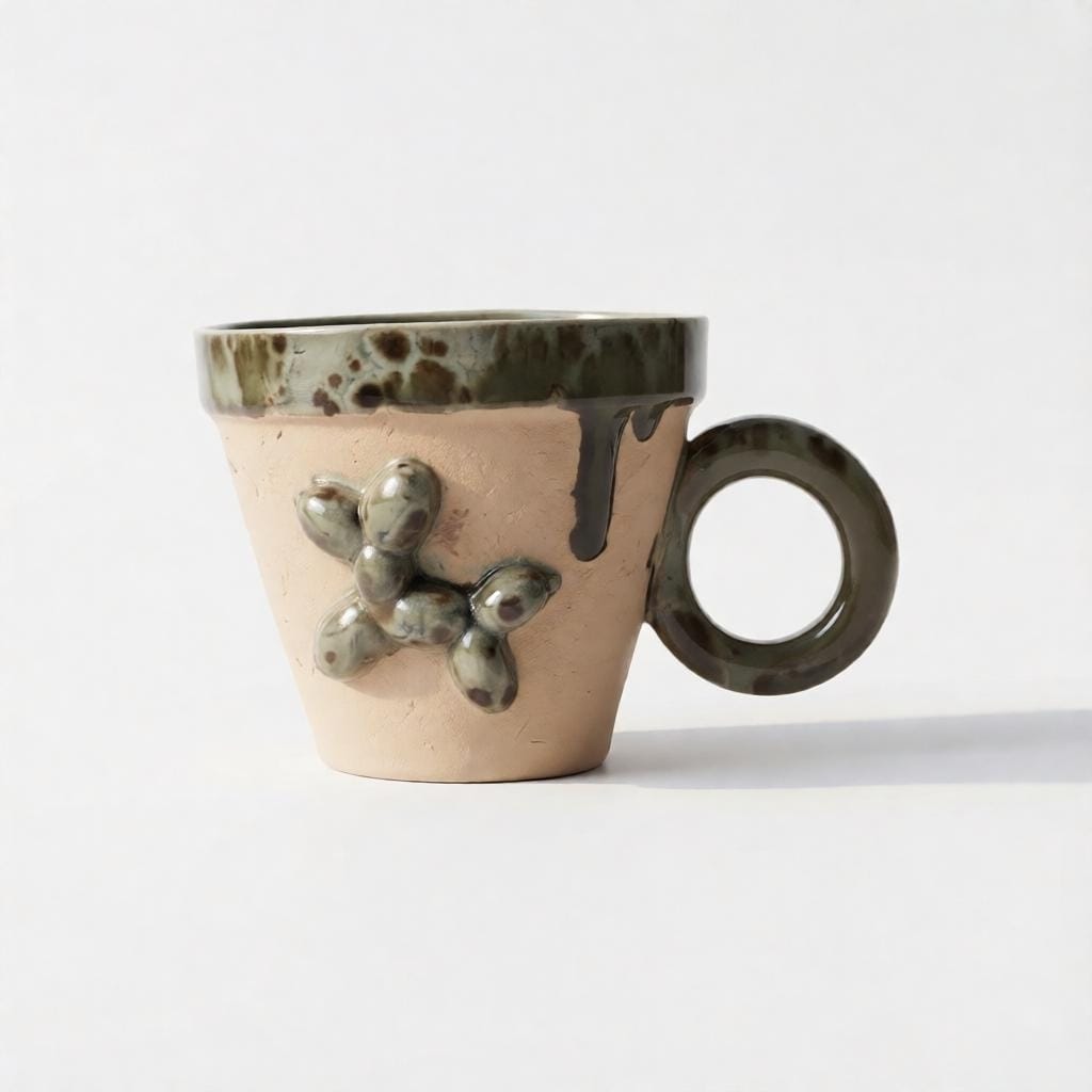 Balloon Dog Ceramic Coffee Cup – Playful Defiance in Clay, Ø8.5×8.5 cm by Red Raven Pottery