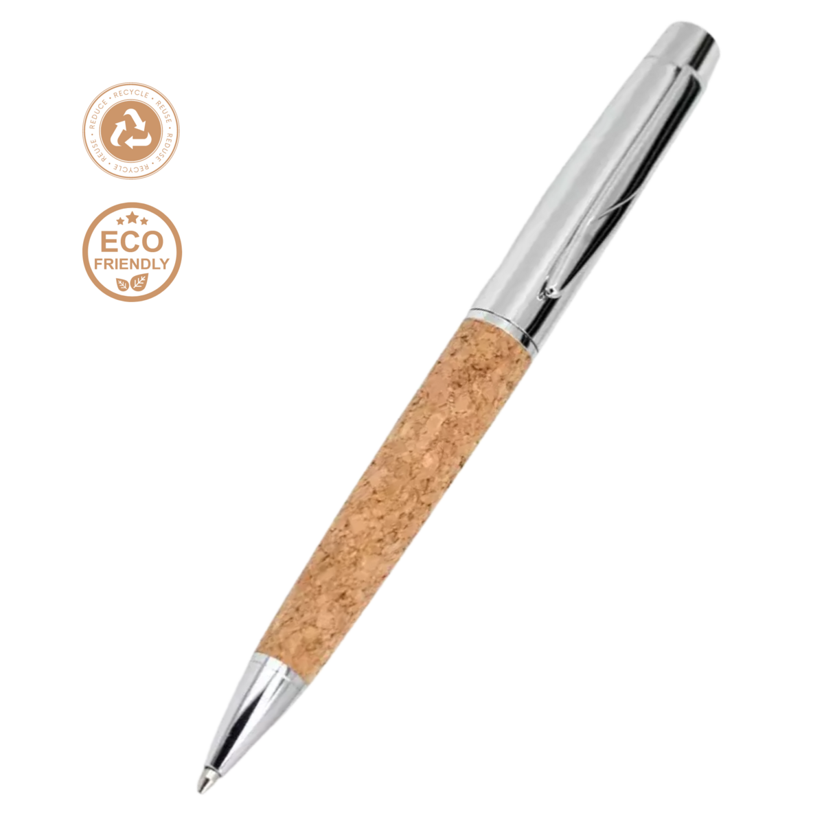 Eco-Friendly Cork Pens – Set of 8 Sustainable Ballpoint Pens, Unicolor