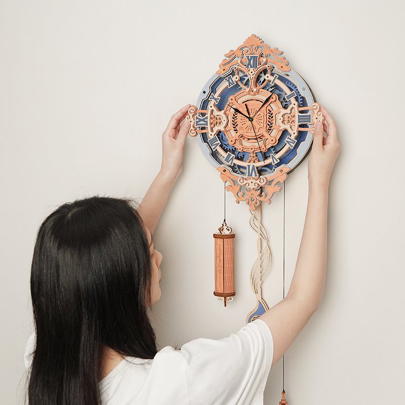 Romantic Note DIY Wooden Wall Clock Kit – Timeless Gearwork Elegance, 231 Pieces by Robotime