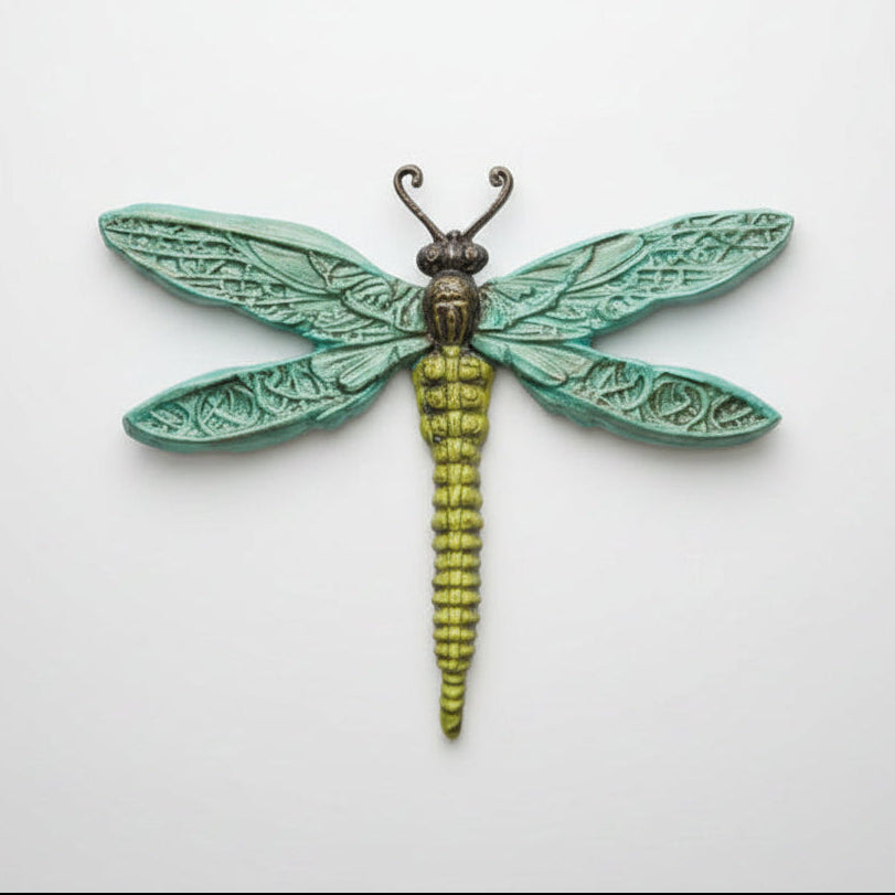 Dragonfly Ceramic Wall Art – Resting Wing Presence, 18×13×1.5 cm by Red Raven Pottery