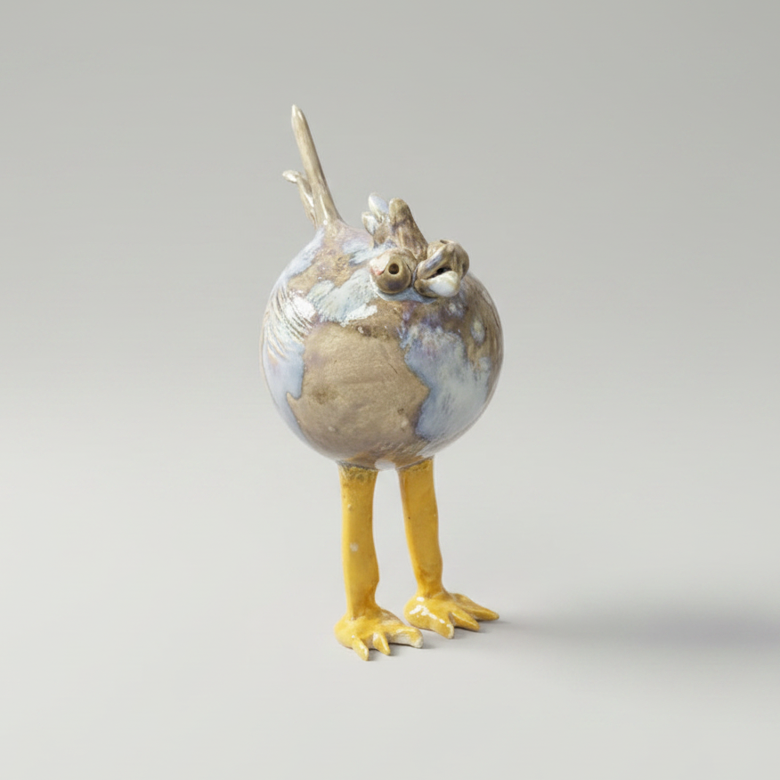 Farmyard Whimsy Ceramic Chicken Figurine – Curious Countryside Chicken, Ø7×17 cm by Red Raven Pottery