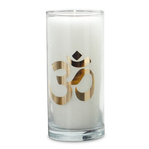 OM Candle – Magical Glass Candle for Indoors & Outdoors, White, 14cm