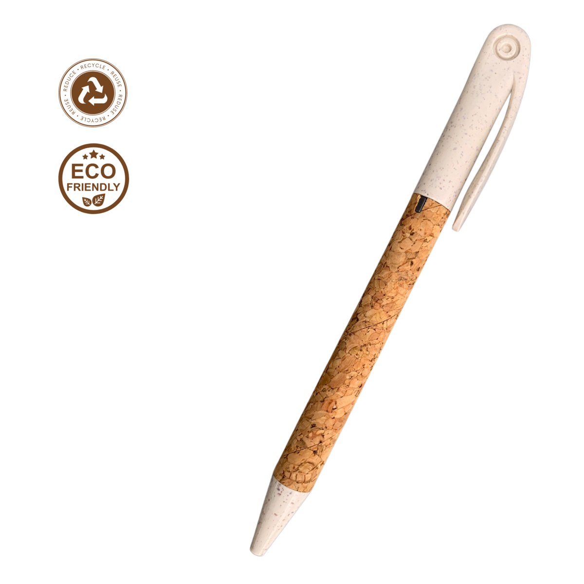 Eco-Friendly Cork & Wheatgrass Fiber Pens – Set of 8 Sustainable Ballpoint Pens, Assorted Colors